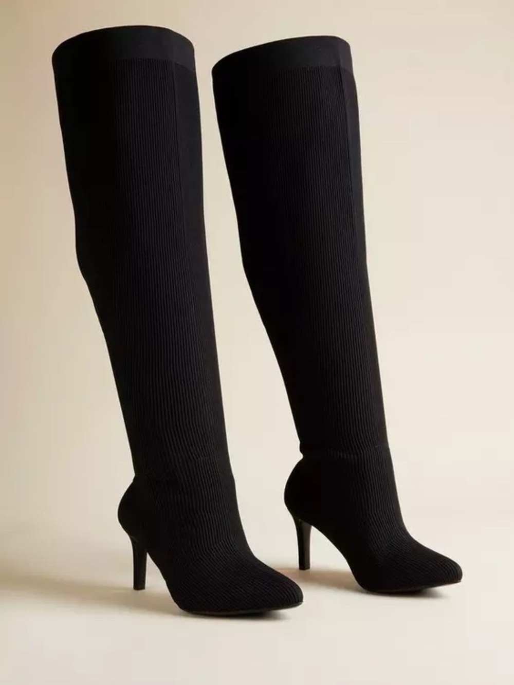 Torrid Wide Calf Wide Width Thigh High Ribbed Black Over-The-Knee Boots Size 13